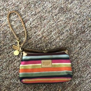 Coach authentic wristlet multi color wallet purse
